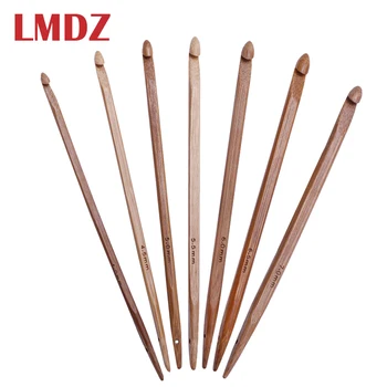 

LMDZ 7 Size 15cm Carbonized Bamboo Handle Crochet Hooks Bamboo Knitting Needles Knit Weave Yarn Crafts DIY Knitting Tools 4-7mm