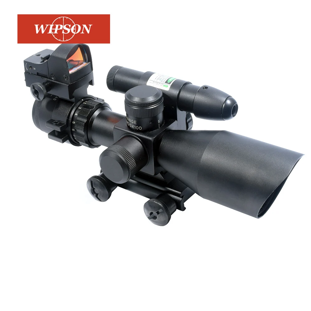 

WIPSON 2.5-10x40 Rifle Scope Dual Illuminated Mil-dot W/RED(GREEN) Light Sight, Rail Mount and 4 Reticle Red/Green Dot Reflex