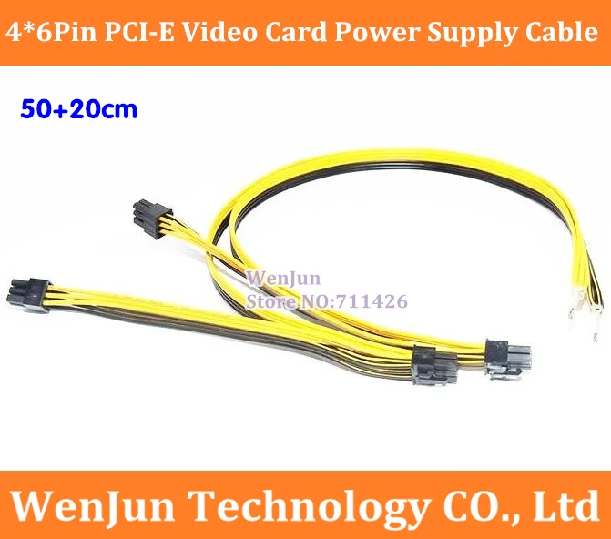 

10PCS 50cm+20cm PCI Express PCI-E 4*6pin Male Power Cable Cord For DELL 2950 PE1950 PE2950 Service 6Pin+6pin+6pin+6pin