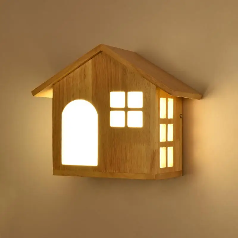Креативный картонный прекрасный ручной работы Деревянный маленький домик светодиодный настенный светильник для детской комнаты спальни гостиной 1138 - Цвет абажура: house
