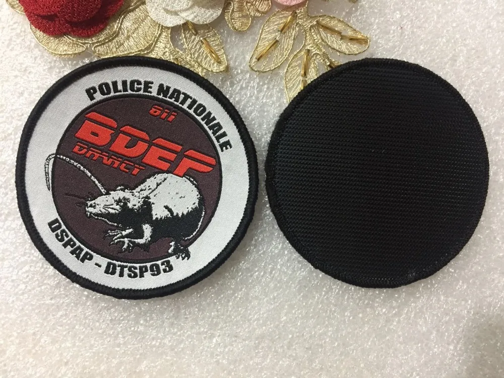 

Customized woven patch round shape custom logo woven patches Hook & Loop Style clothing badges Sewing accessories