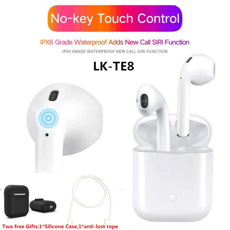 

New Mini LK-TE8 TWS Touch Type Bluetooth 5.0 TE8 Headset Wireless Binaural Call Smart Earphone Wireless Charge PK i9s i7s