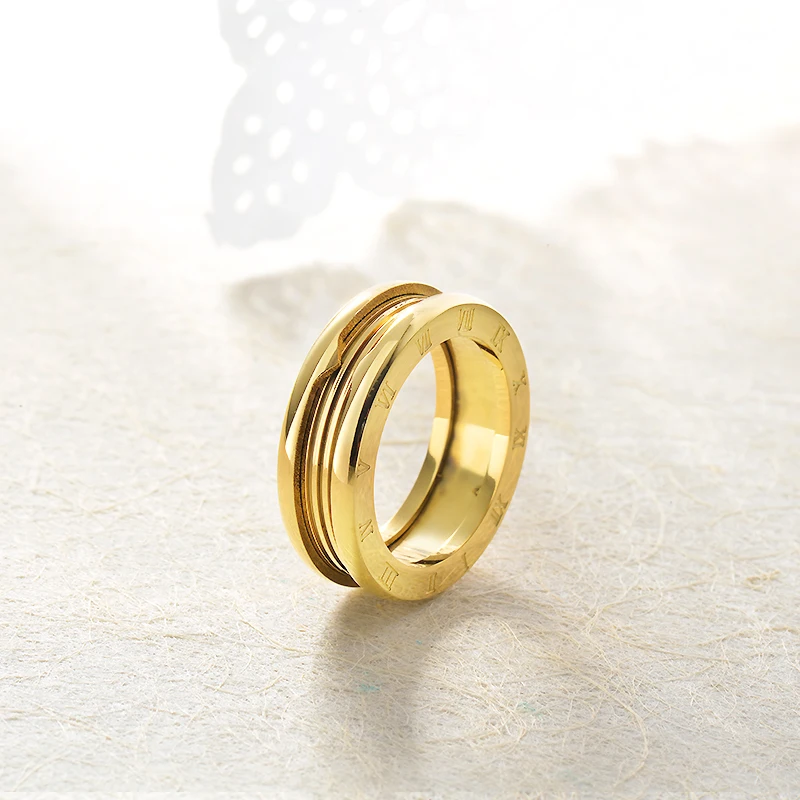 Baoyan винтажное Золотое кольцо из нержавеющей стали, многослойное кольцо с Римской цифрой на палец, Классические юбилейные свадебные кольца для мужчин и женщин