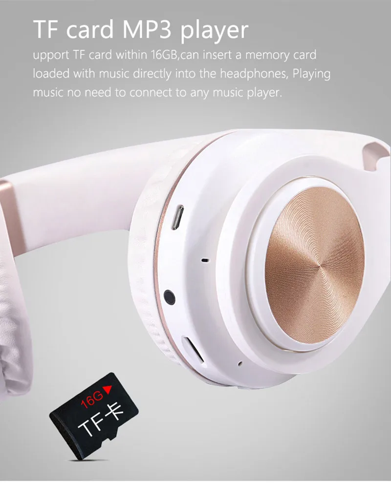 Tourya A1 Bluetooth 5.0 Wireless Headphone With HD MIC Headset Support Tf card Earphone Adjustable Foldable Headphone For phone