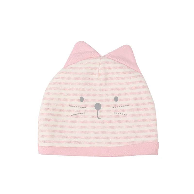 Organic Cotton Newborn Baby Hat Striped Cat Ears Infant Beanie Soft Double Layer Tire Hat Cure Newborn Beanie Baby Boys Clothing (9)