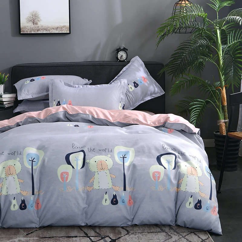 

Cartoon Colorful Animal Pattern Polyester Soft Bedding Bed Linen Bed Sheet Duvet Cover Pillowcase 3/4pcs Bedding Sets/Queen Size
