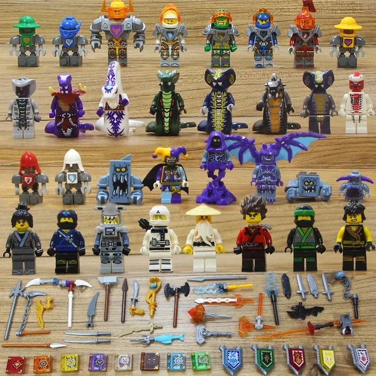 Kaufen 32 stücke Ninjago + Nexo Ritter Fakten Schlange Armee Sensei Wu Laterne Blei Krabben Jerry Hamer Bausteine Kompatibel Mit legoing
