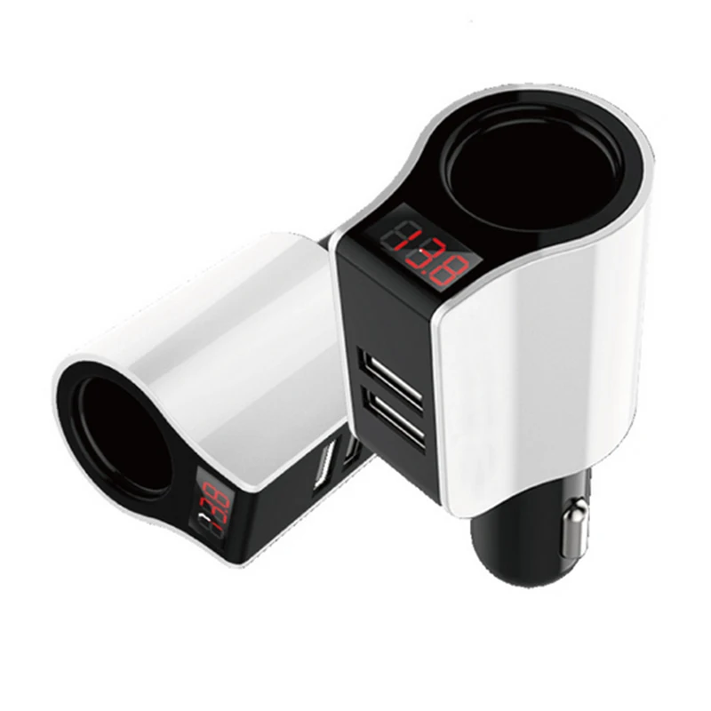 Universal Max 5V 2.1A Dual USB Car Charger with Voltmeter LCD Car 2 Port USB Cigarette Lighter Socket Splitter Power Adapter