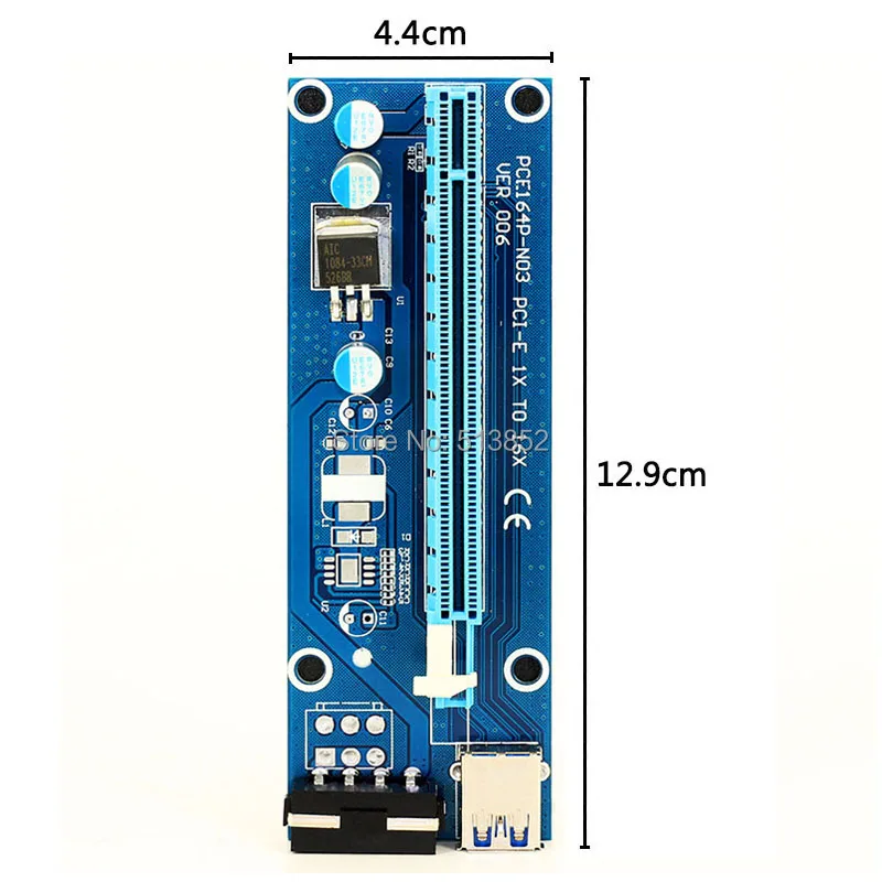 KPC1321_7_006 PC PCIe PCI-E PCI Express Riser Card 1x to 16x USB 3.0 Data Cable SATA to 4Pin IDE Molex Power Supply for BTC Miner Machine