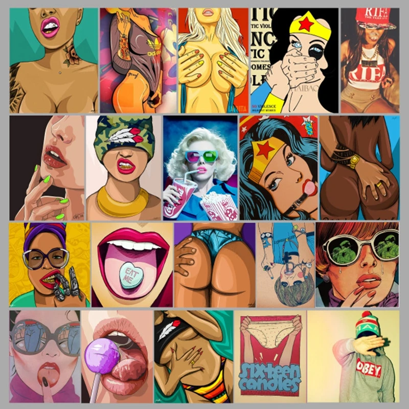 

47 Pcs/lot Vulgar Sexy Beauty Girls Stickers Pack On The Laptop Skateboard Luggage Graffiti Personality Waterproof Stickers Toys