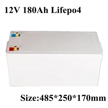 

Waterproof 12v 12.8v 180ah lifepo4 Lithium battery pack with BMS large capacity for RV motorhome +10A charger