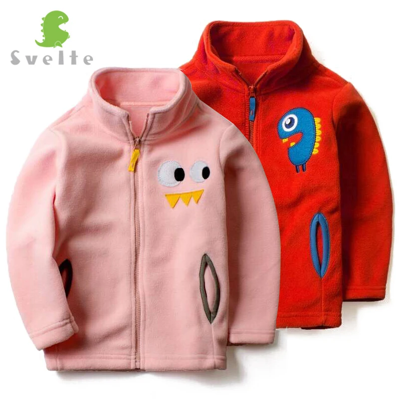 

SVELTE For Spring Fall Children Kids Boys Girls Solid Fleece with Cartoon Pattern Softshell Jackets Coats Clothes Jersey
