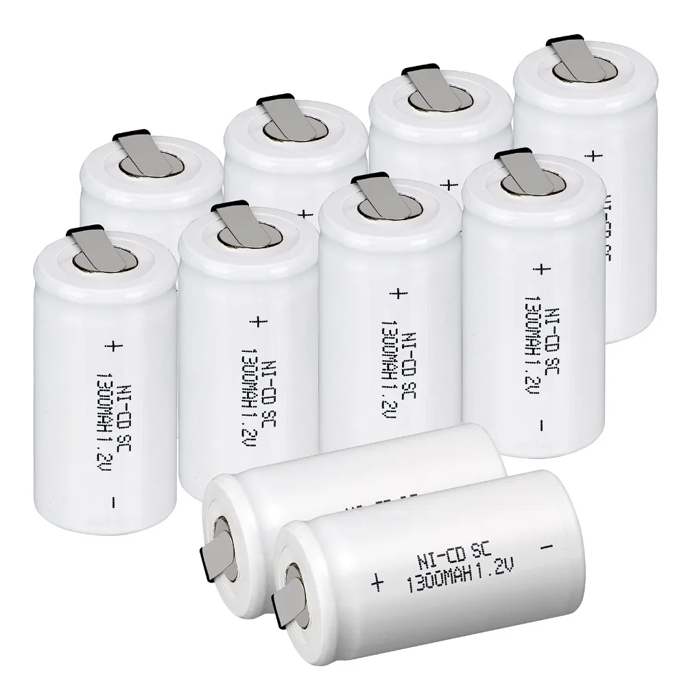 

10x Anmas Power NICD 1.2V 1300mAh Rechargeable Battery Sub C SC Ni Cd Battery NICD Batteries White - RU Shipping