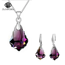 Африканский Кристалл Серебряный комплект ювелирных изделий нигерийский Свадебный Африканский бисер комплект ювелирных изделий кристалл кулон серьги для женщин