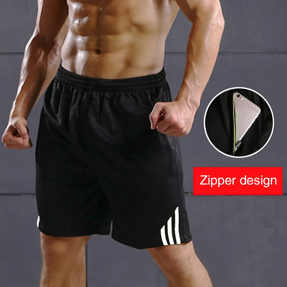 

Men Sports Running Shorts Training Soccer Tennis Workout GYM breathable Quick Dry Outdoor Jogging Elastic Shorts With Zip pocket