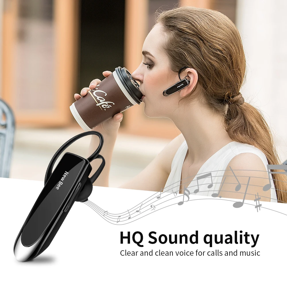 Новинка Bee Bluetooth гарнитура V5.0 наушник 24H время разговора Беспроводные свободные