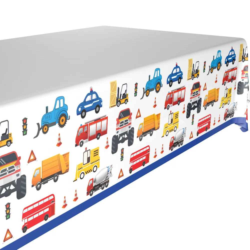 

Construction Trucks Engineering Cars Party Plastic Tablecloth Disposable Tableware Table Cover Birthday Party Decorations Kids