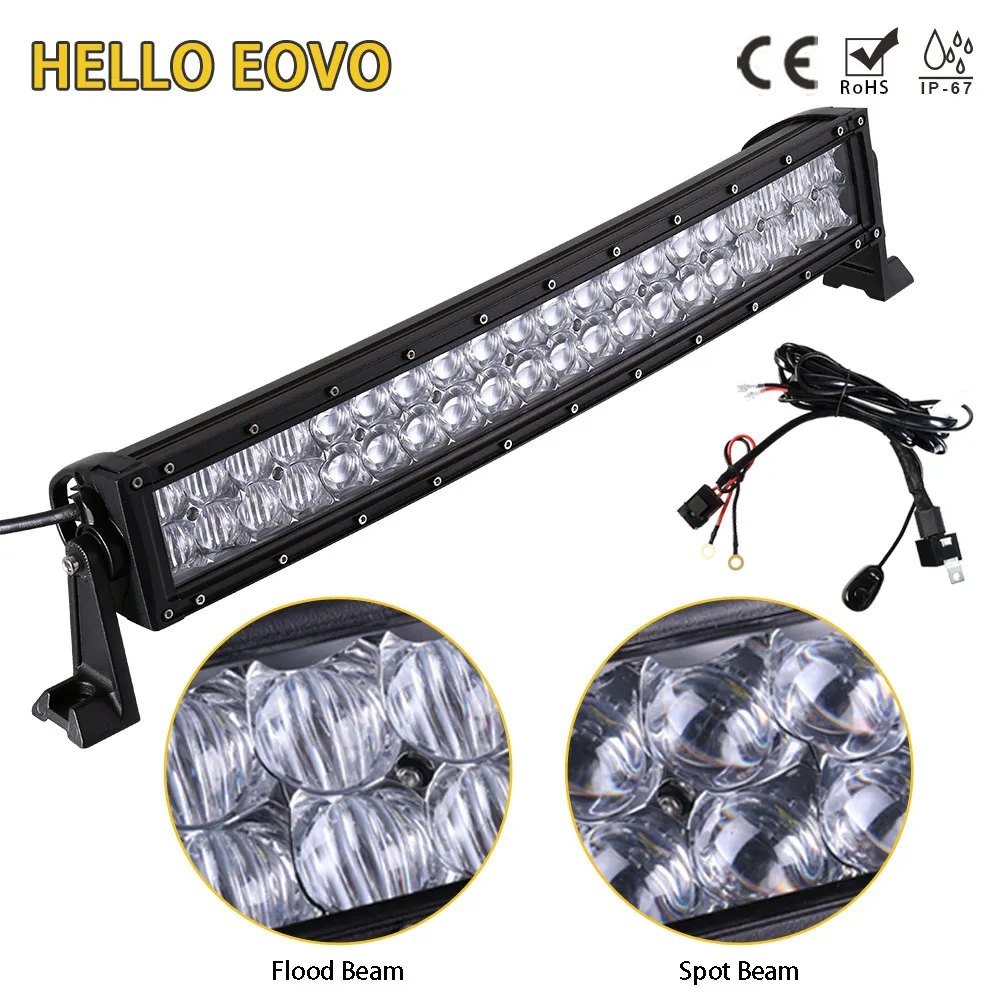 

HELLO EOVO 5D 22 Inch Curved LED Light Bar for Work Driving Offroad Boat Car Tractor Truck 4x4 SUV ATV with Switch Wiring Kit