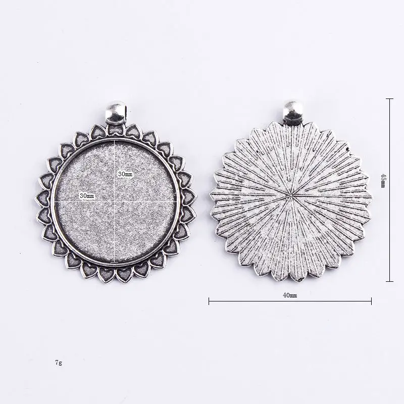 

Fit 30x30mm Pendant Single Loop Flower Antique Silver Pendants Setting CabochonCameo Base Tray Bezel Blank DIY Jewelry Finding