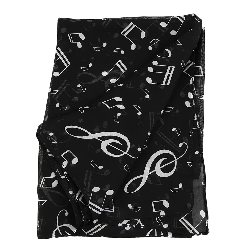 Модные шифоновые шарфы с музыкальной нотой, женский шарф, шаль, Длинные палантины, весенний шарф-безграничный шарф - Цвет: Black