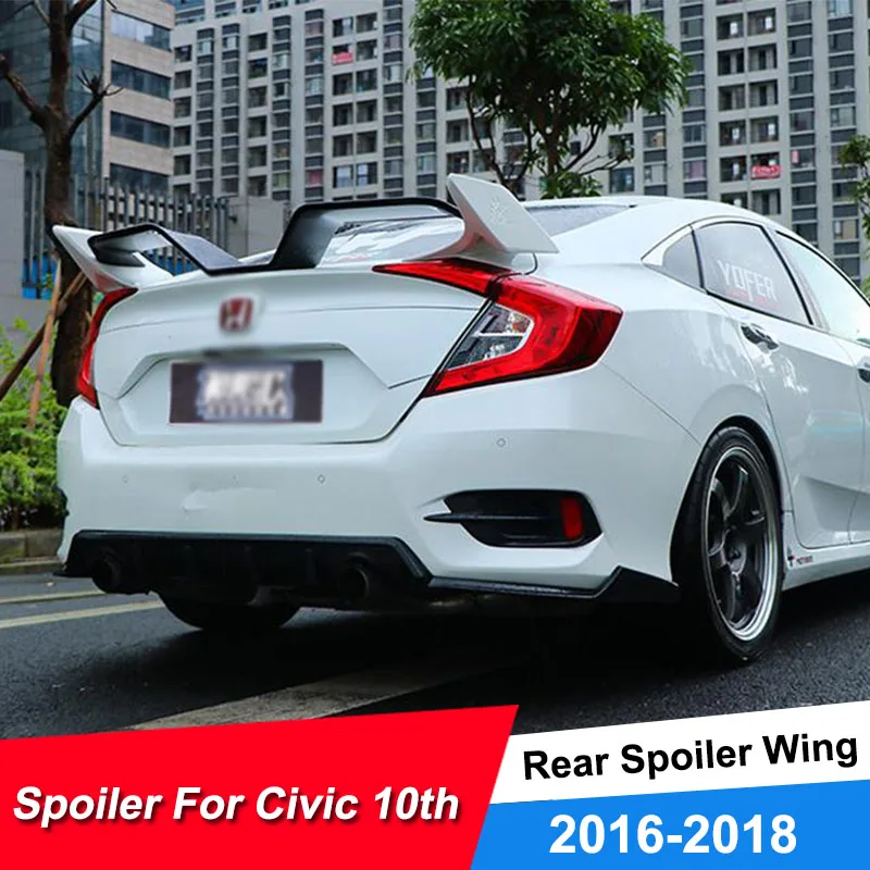 Для Honda Civic заднее крыло автомобильный спойлер 17 18 Yofer спортивного гоночного автомобиля Спойлер для гражданских 10th Материал FRP Неокрашенный Цвет