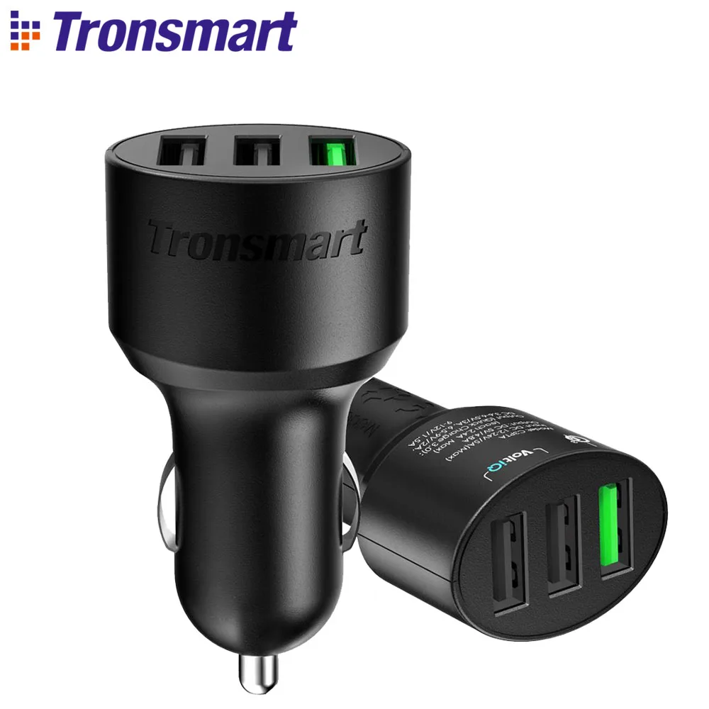 

Tronsmart C3PTA Car Charger USB 3 USB Ports Quick Charge 3.0 VoltiQ Quick Car Charger for Xiaomi for blackview phone power bank