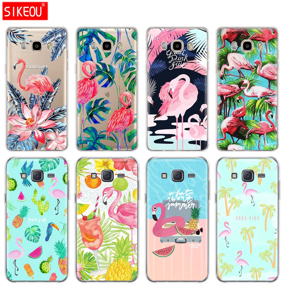 Силиконовый чехол для телефона Samsung Galaxy J1 J2 J3 J5 J7 MINI 2016 2015 prime Summer Flamingos Love |
