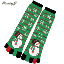 1 пара милых женских рождественских носков с пятью пальцами с изображением снеговика, зимние теплые эластичные носки для экипажа, лучший