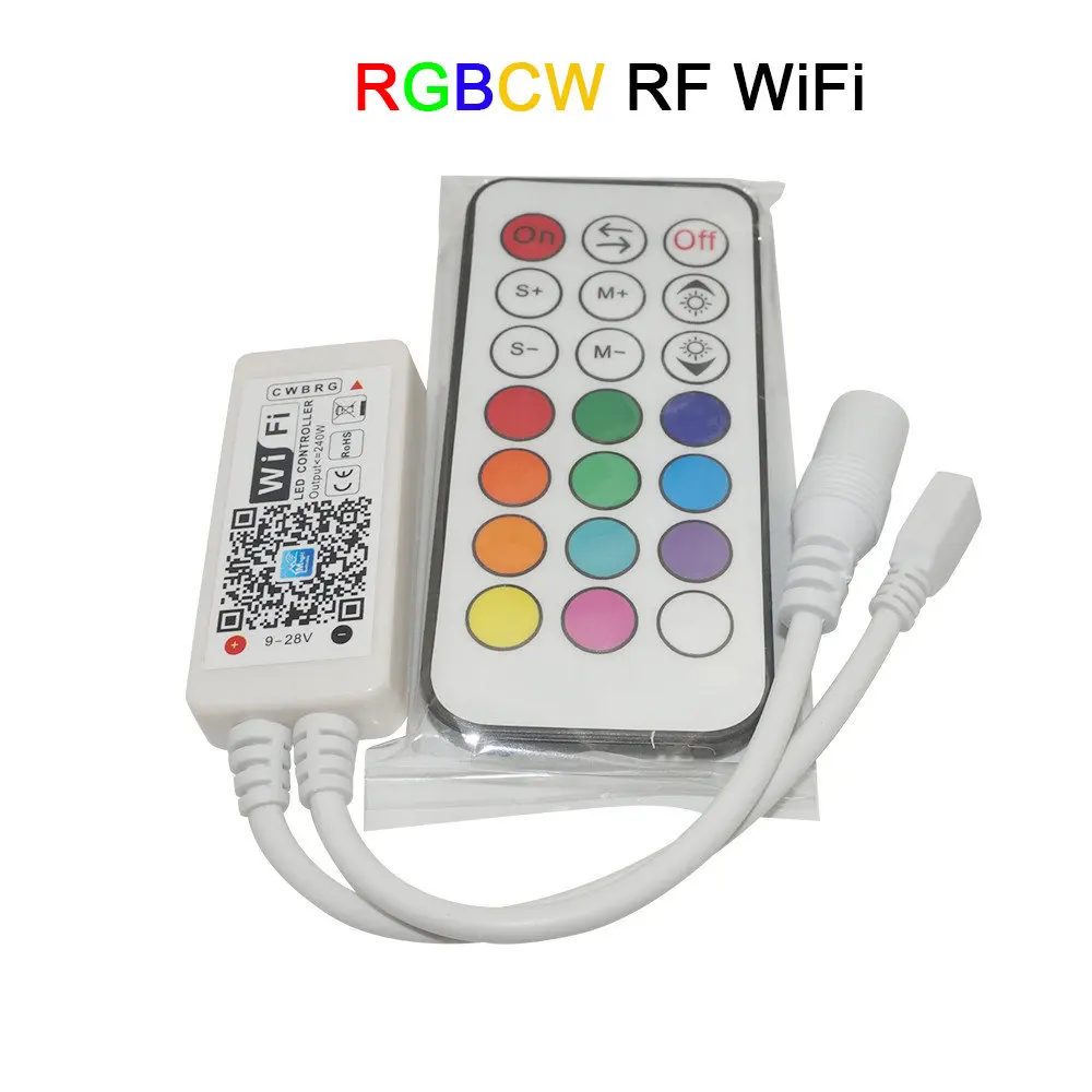 DC12-24V мини RGB RGBW RGBCW wifi Светодиодная лента контроллер IR RF пульт дистанционного музыкального времени 3ch 4ch 5ch 5 V wifi контроллер полосы по телефону AP - Цвет: RF  RGBCW WiFi