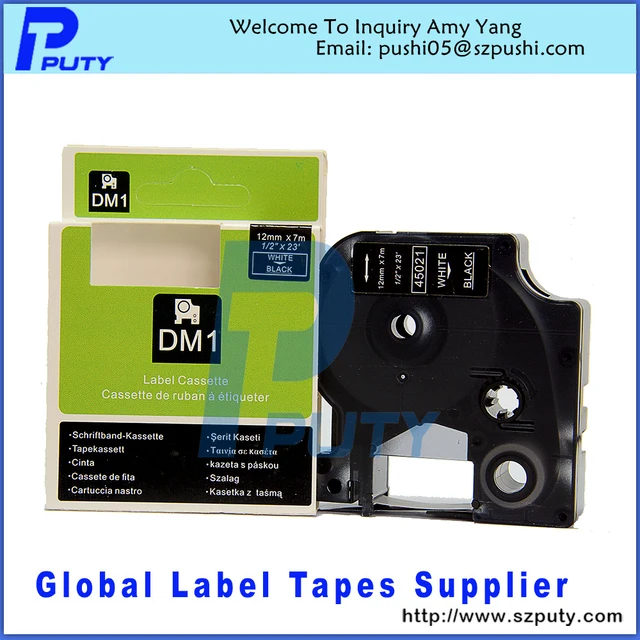 Best Price PUTY 5PCS 45021 Compatible Dymo D1 manager 12mm white on black used for Dymo Label Printer Best Price PUTY 5PCS 45021 Compatible Dymo D1 manager 12mm white on black used for Dymo Label Printer