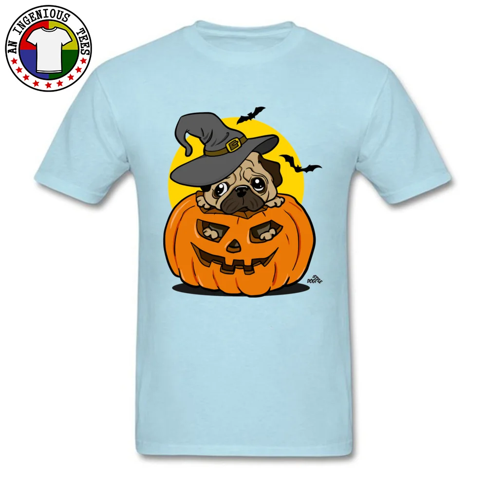 Halloween pug dog Autumn All Cotton O-Neck Tops Tees Short Sleeve Custom T Shirt New Design Camisa T-shirts Drop Shipping Halloween pug dog light