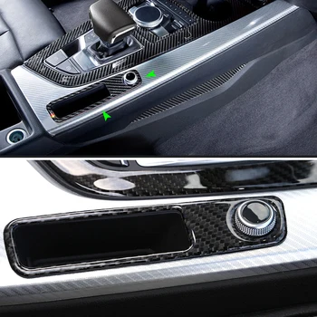 

Car Carbon Fiber Center Gear Shift Panel Audio Adjustment Knob Frame Cover Sticker Trim For Audi A4 B9 A4L 2017 2018