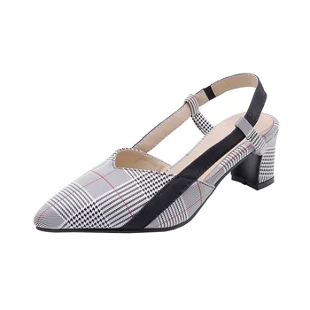 

2019 spring and summer new fashion thick with middle with pointed super size code 30-48 pointed toe sandals