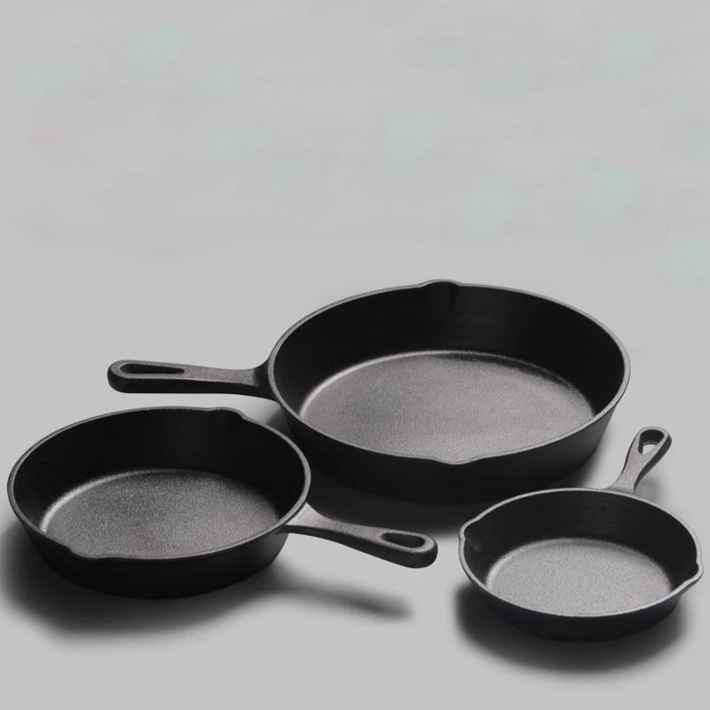 

WHISM 14/16/20cm Cast Iron Frying Pan Non-stick Egg Pancake Cooking Pot Wok for Gas and Induction Cooker Kitchen Tool