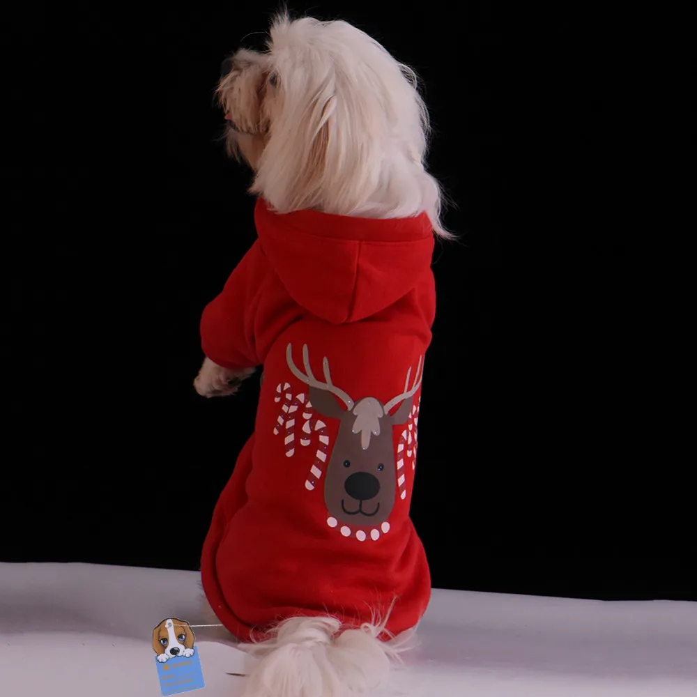 Рождество Лось светодиодный свет собака Комбинезоны для щенка милые красные зимние теплые пальто Pet Cat толстовки для собак куртка одежда с лампой
