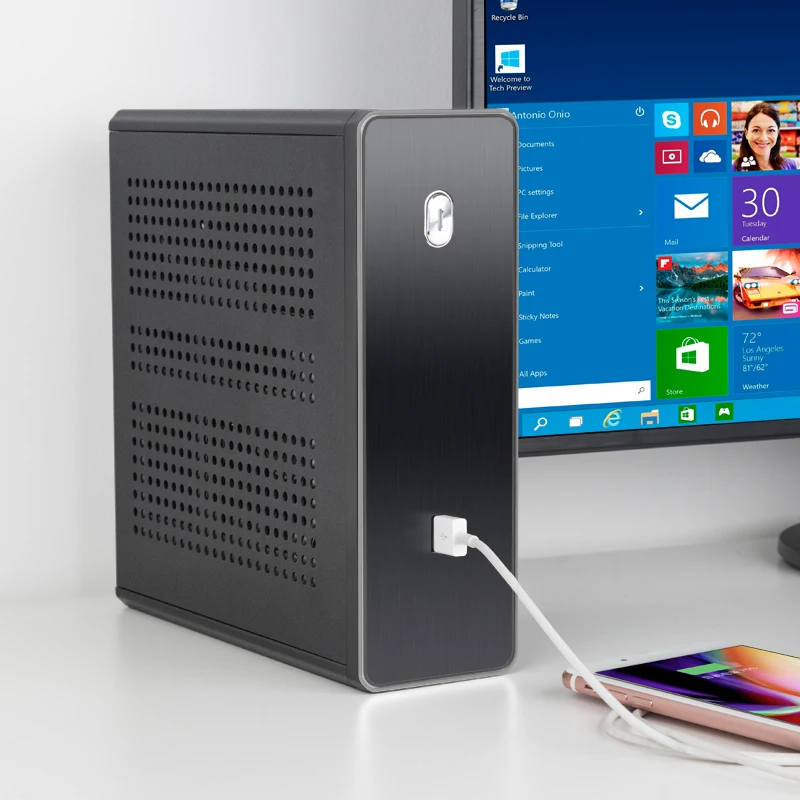 REALAN MINI ITX HTPC стальной чехол E C3 SGCC 0 8 мм M/B USB2.0 1 COM WIFI 4 4010FAN черный и серебристый