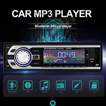 

For 12V and 24V Autoradio car Audio Player 1 DIN Car Radio Kits Stereo FM Tuner Bluetooth AUX MP3 SD USB Car-Charger