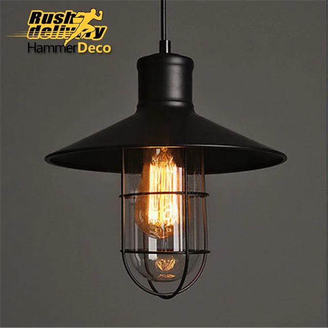 Vintage Kooi Loft stijl lamp zwart retro industriële verlichting ... Vintage Kooi Loft stijl lamp zwart retro industriële verlichting ...