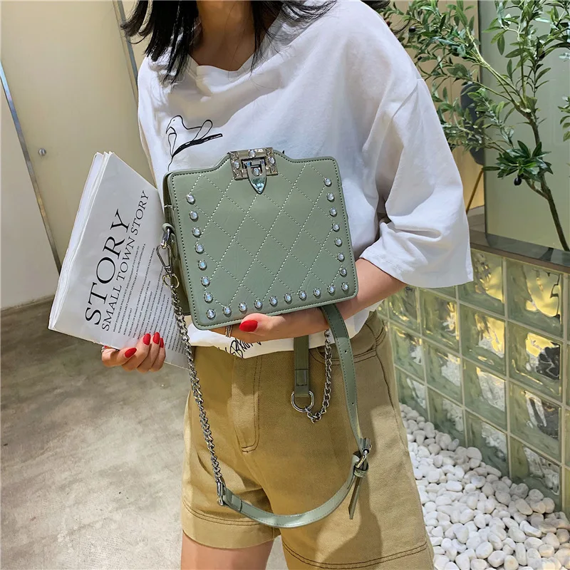 

Female Crossbody Bag For Women 2019 Quality PU Leather Luxury Handbags Designer Sac A Main Ladies Diamond Shoulder Messenger Bag