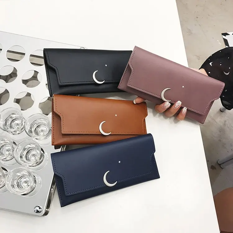 

Thin wallet girl long 2019 new Korean version of rivet zipper soft wallet zero wallet carteras mujer de hombro leather purse