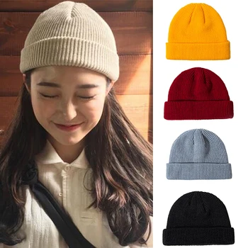 

Fashion Winter Unisex Solid Color Rib Knitted Beanies Hats for Woman Men Kids Girls Boys Knitting Wool Winter Hat