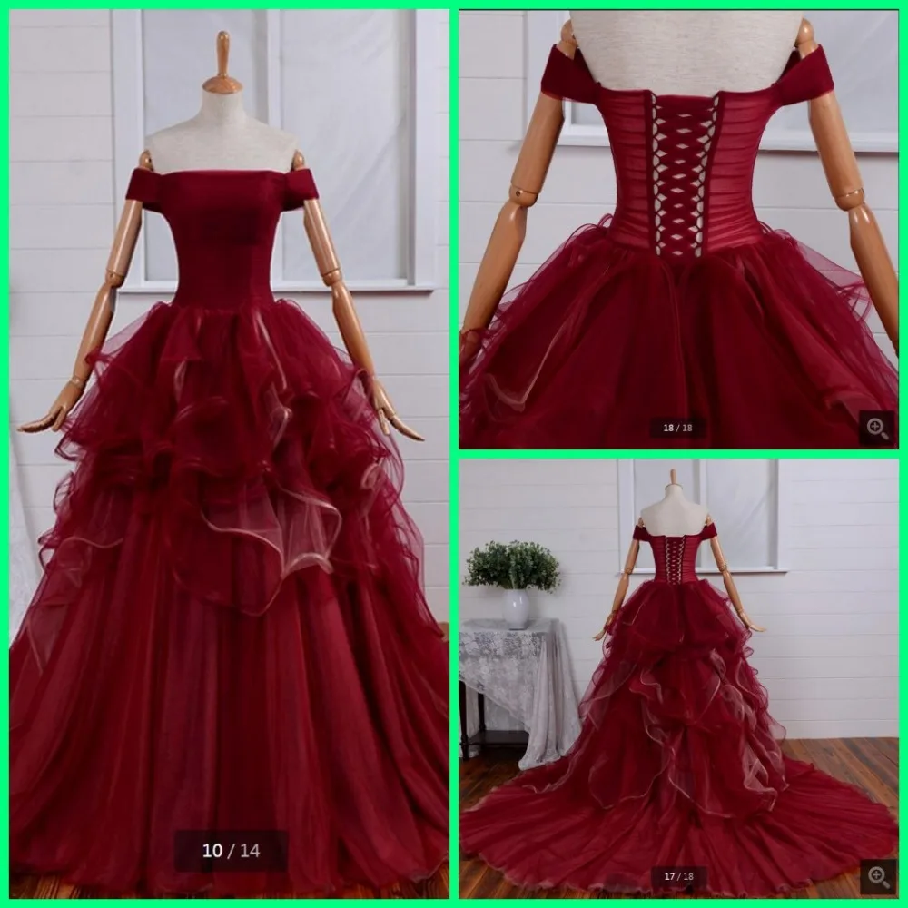 

Attractive wholesale ball gown off shoulder pleated ruffled wedding dress real picture princess bridal gowns best selling