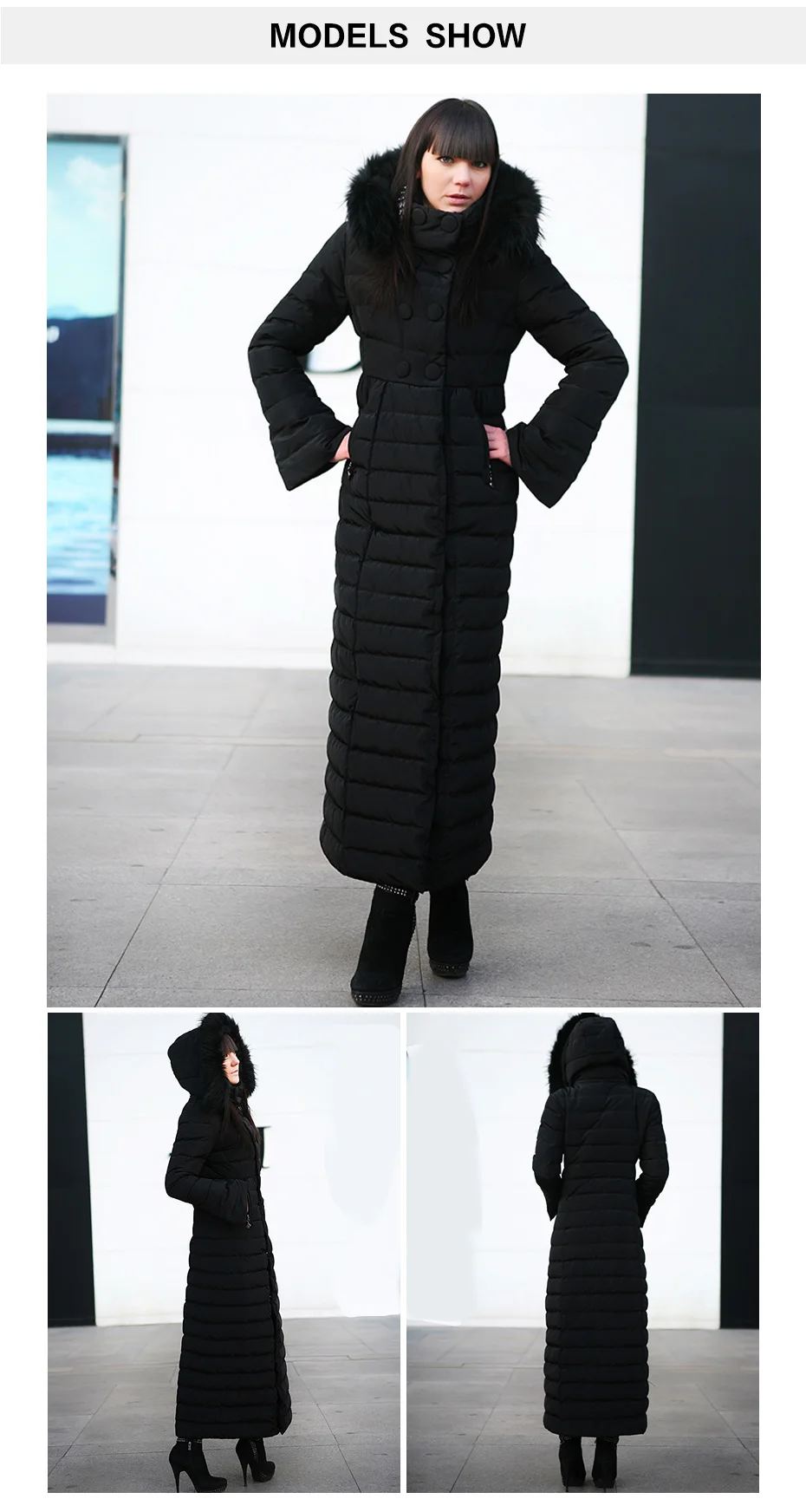 Женское зимнее пуховое пальто с капюшоном, новинка, роскошный пуховик с натуральным мехом енота и капюшоном, длинная куртка для девочек, черная парка с капюшоном