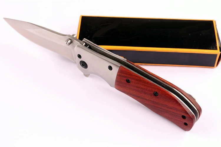 Складной нож для кемпинга, тактический складной нож с титановым покрытием, стальное лезвие с деревянной ручкой, карманные ножи для выживания