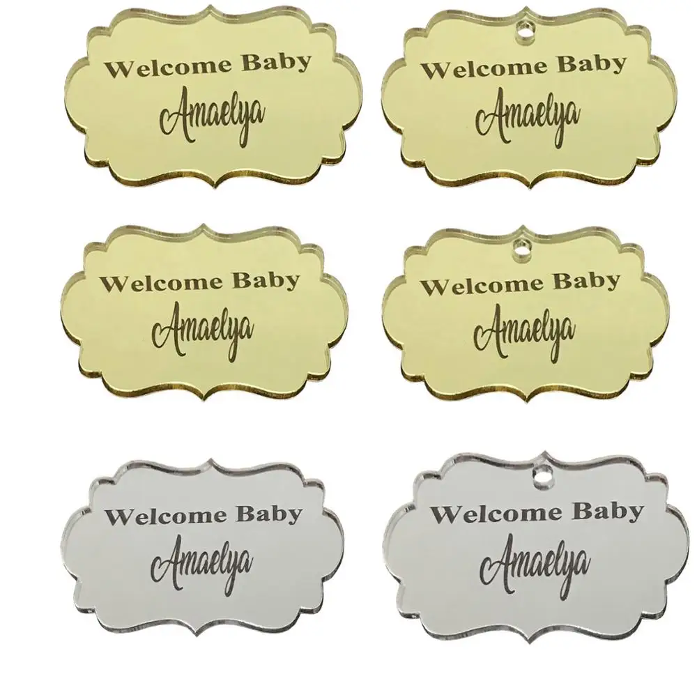 

20pcs Personalized Chocolate Bar Favors Silver Gold Mirror Baby Shower Decor Baby Baptism Favor Cloud Mirror Tags Candy Box Tag