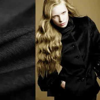 

High-end Sorrel Alpaca fabric top luxury sorrel high content of alpaca fabric black long-haired clothing fabrics wool cloth