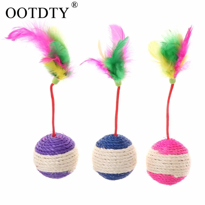 Pet Cat Kitten Toy Rolling Sisal Scratching ball Funny Cat Kitten Play