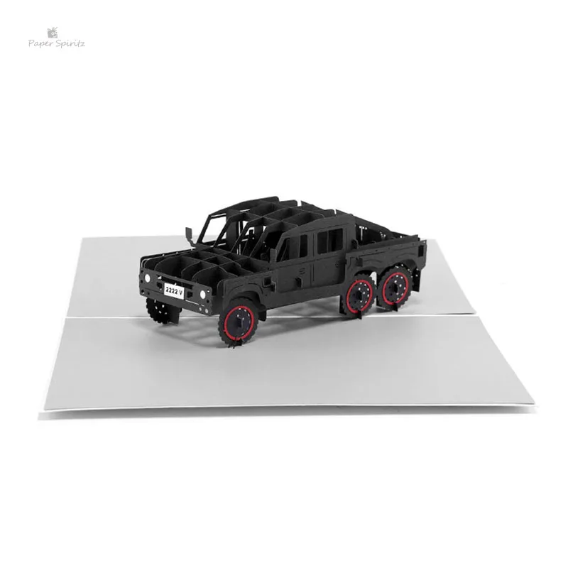  PAPER SPIRITZ laser 3D SUV car pop up paper card with envelope blank invitations greeting cards gif - 32888121107