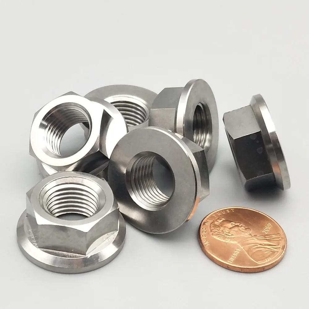 

Ti Screw Nut M10 M12 M14 M16 Titanium Flange NutTi color Hexagon titanium screw Nuts Ti fastener Pack of 2 pieces