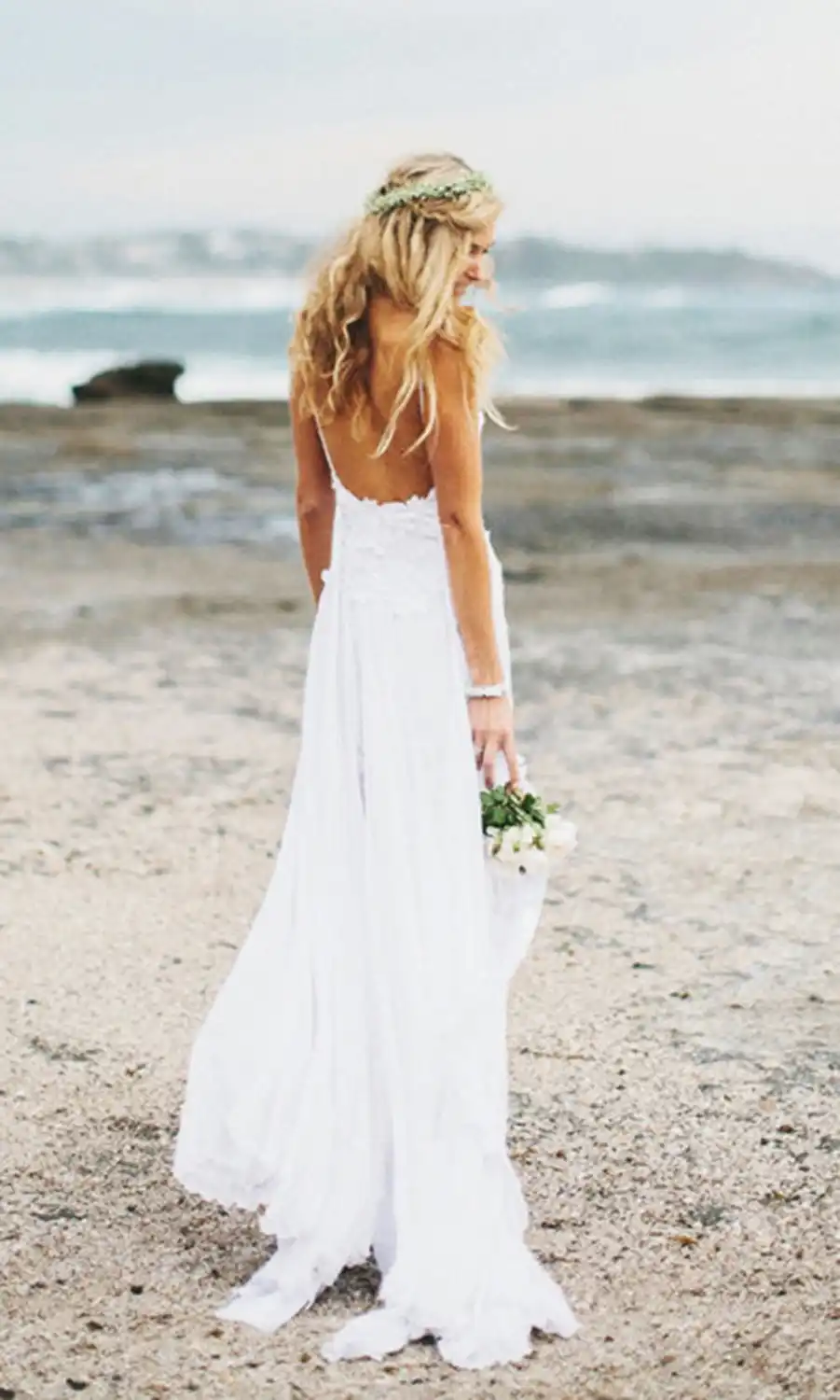 beach wedding dress with slit